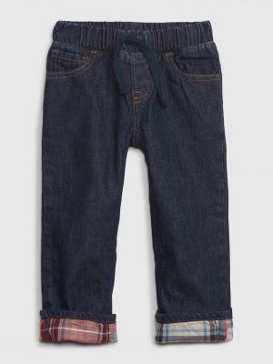 Zateplené priliehavé džínsy s rovným strihom Gap