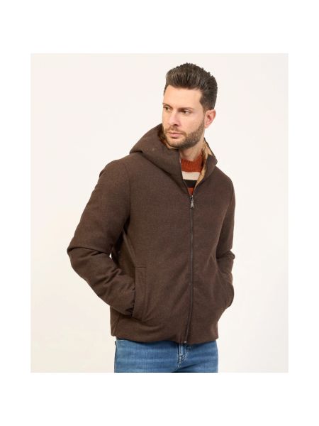 Chaqueta de lana con capucha reversible Yes Zee marrón