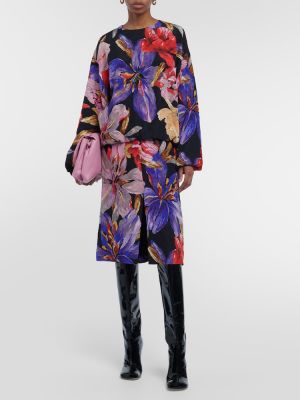 Top de seda de flores Dries Van Noten