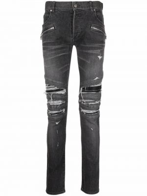 Skinny fit-jeans Balmain svart