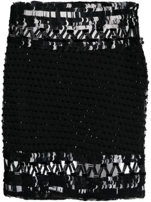 Mini suknja s biserima od tila Alberta Ferretti crna