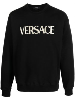 Пуловер бродиран от джърси Versace черно