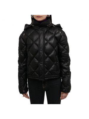 Кожаная куртка с капюшоном Saint Laurent черная