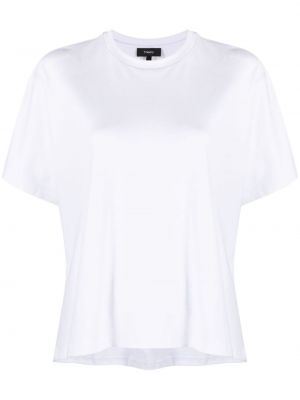 Bavlněné tričko s kulatým výstřihem Theory bílé