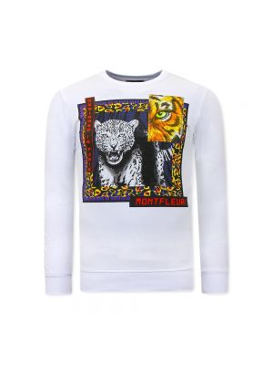 Sweatshirt mit tiger streifen True Rise weiß