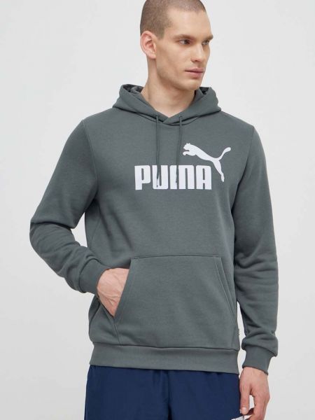 Bluza z kapturem z nadrukiem Puma szara