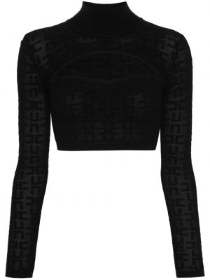 Žakárový pletený top Elisabetta Franchi černý