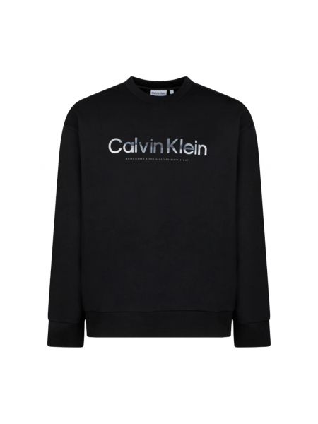 Sweatshirt aus baumwoll mit rundem ausschnitt Calvin Klein schwarz