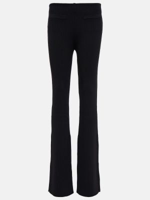 Pantaloni culottes de lână Saint Laurent negru