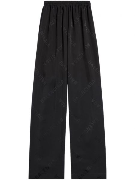 Žakárové voľné rovné nohavice Balenciaga čierna