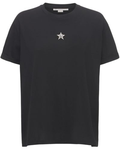 Krištáľové džerzej bavlnené tričko Stella Mccartney čierna