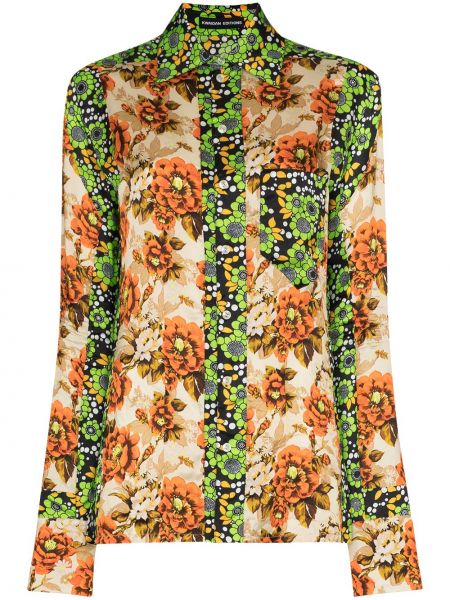 Camisa de flores con estampado Kwaidan Editions naranja