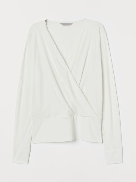 Біла блуза з довгим рукавом H&m