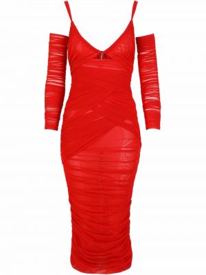 Vestido midi con volantes Dolce & Gabbana rojo