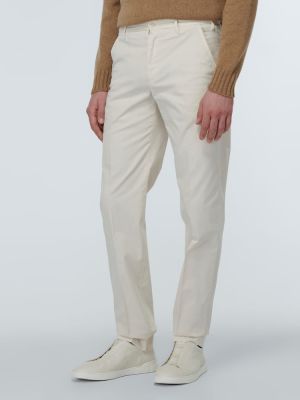 Pantalones rectos de algodón Incotex blanco