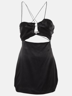 Asymetrické hedvábné saténové šaty The Sei černé