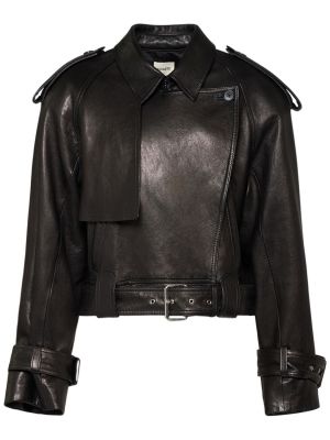 Chaqueta de cuero Khaite negro