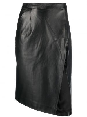 Asymetrické kožená sukně Vetements černé