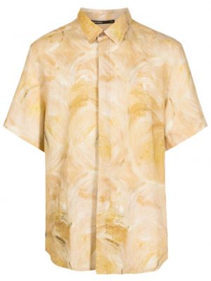 Lanena košulja s printom Handred žuta