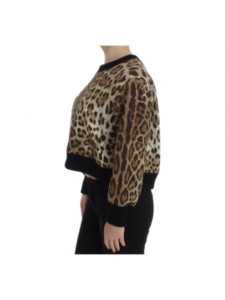 Sudadera con cuello redondo con estampado leopardo de cuello redondo Dolce & Gabbana marrón