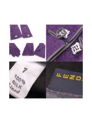 Rękawiczki zamszowe Fendi Vintage fioletowe