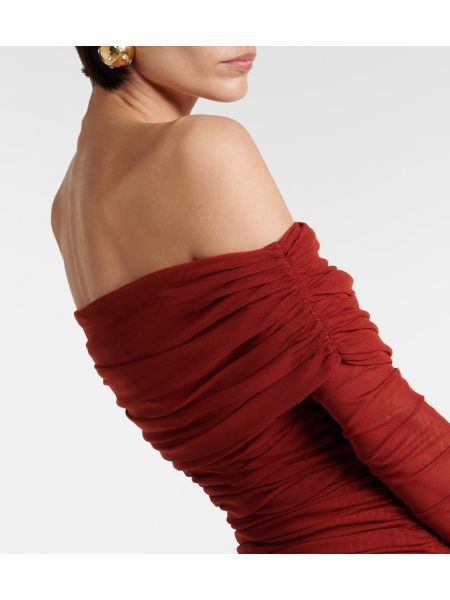 Mini robe en tulle Saint Laurent rouge