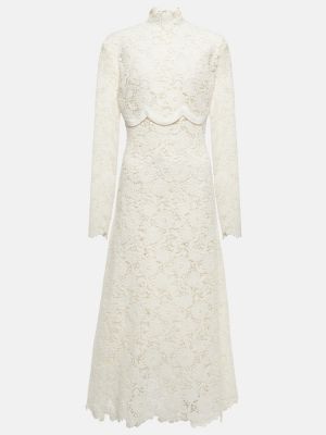 Вълнена миди рокля бродирана Giambattista Valli бяло