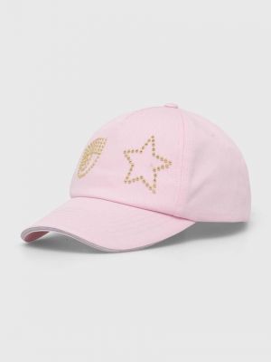 Със звездички памучна шапка с козирки с апликация Chiara Ferragni розово