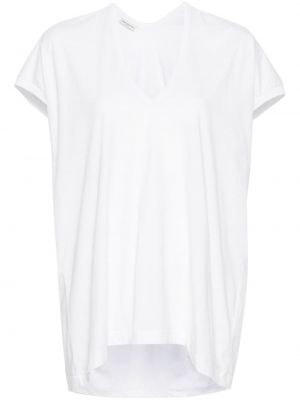 Bavlnené tričko s výstrihom do v Dries Van Noten biela