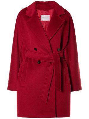 Kašmírový vlnený kabát Max Mara červená