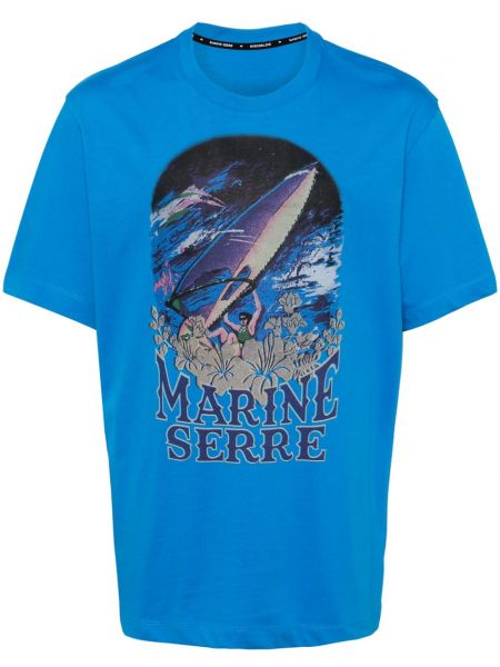 Bavlnené tričko s potlačou Marine Serre modrá