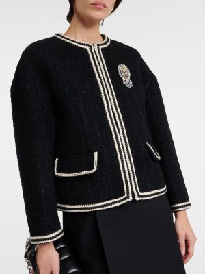 Chaqueta de lana de tweed Gucci negro