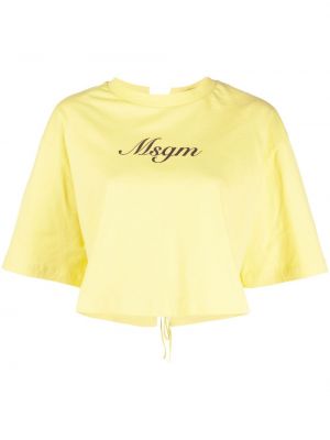 Camiseta con lazo con estampado Msgm amarillo