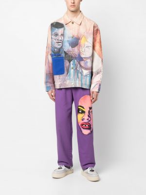 Pantalon en coton à imprimé Kidsuper violet