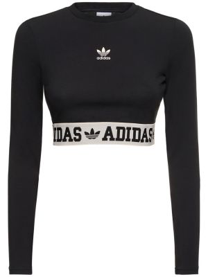 Crop top slim fit z długim rękawem Adidas Originals czarny