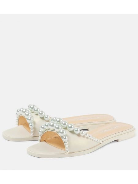 Sandalias con perlas de cuero Mach & Mach blanco