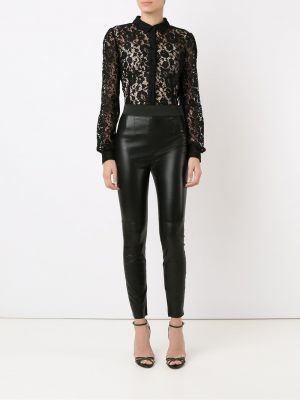 Leder leggings Dolce & Gabbana schwarz