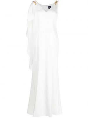 Satenska večernja haljina s kristalima Marchesa Notte bijela