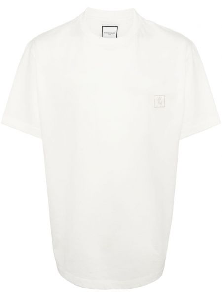 Kvetinové bavlnené tričko s potlačou Wooyoungmi biela