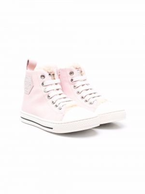 Blonder snøring sneakers for jenter Philipp Plein Junior rosa