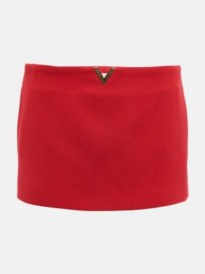 Mini spódniczka wełniana Valentino czerwona