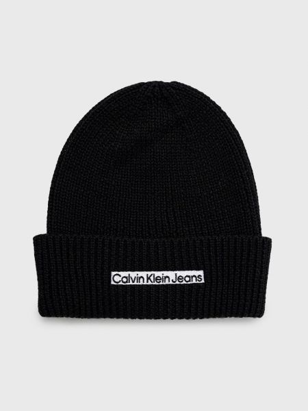 Dzianinowa czapka wełniana Calvin Klein Jeans czarna