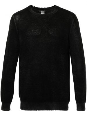 Пуловер с протрити краища Avant Toi черно