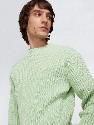 Bavlnený vlnený sveter Ami Paris zelená