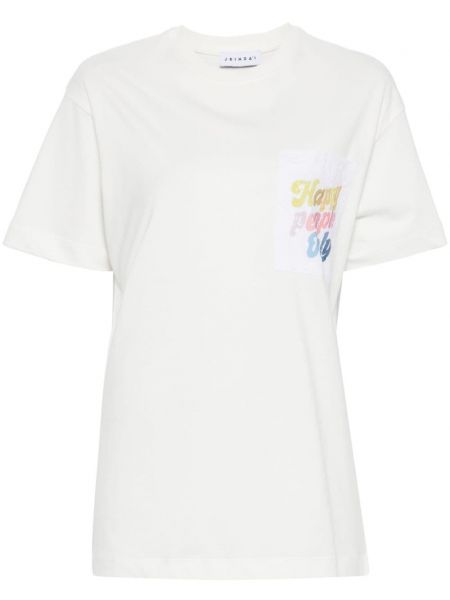T-shirt avec imprimé slogan en coton à imprimé Joshua Sanders blanc