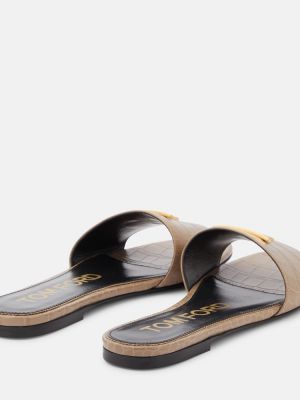Kožené sandále Tom Ford béžová