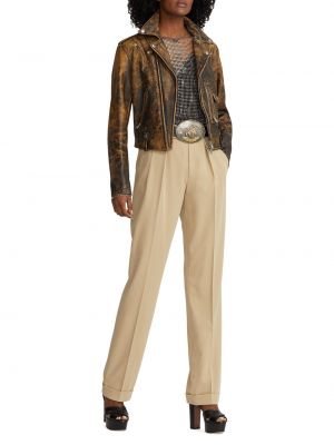 Кожаная куртка на молнии Ralph Lauren Collection коричневая