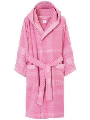 Кариран памучен халат Burberry розово