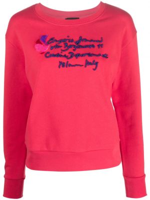 Sweatshirt mit stickerei aus baumwoll Emporio Armani rot