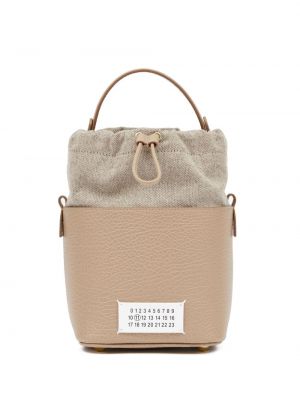 Δερμάτινη τσάντα shopper Maison Margiela μπεζ